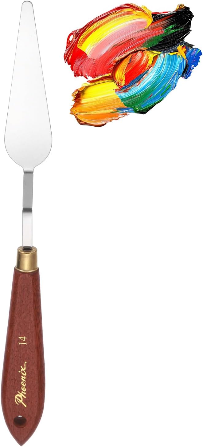 MECCANIXITY Pack of 1 Palette Knife No.14, 9.1" Long Palette Knives with Stainless Steel Flexible Spatula Pallet Knife and Wood Handle for Scraping, Mixing, Oil Acrylic Painting Canvas