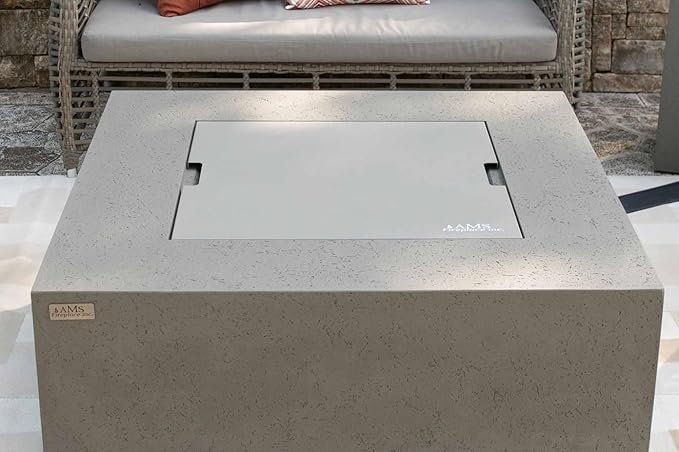 AMS Fireplace | Powder Coated Fire Pit Burner Lid for Brooklyn FireTable (Light Gray) | Weather-Protected | Easy to Clean | No Assembly Required