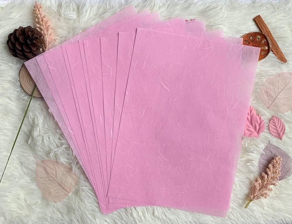 50 Sheets A4 Natural Fiber Mulberry Tree Mulberry Paper Sheets Art Tissue Washi Paper Design Craft Art Origami Suppliers Card Making DIY Crafts (Pastel Tone, A4)