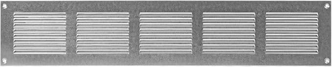 Repa Market Air Vent Cover 20x4 Inch (Outer Dimensions) Black Galvanized Steel Louvered Grill Cover with Mesh Screen - Wall or Ceiling Vent/HVAC Register - Indoor, Outdoor Ventilation Soffit Vent