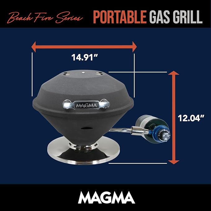 Magma C10-105-G Graphite Beach Fire Gas Grill | Portable Gas BBQ | Compact Propane Grill | Stylish Outdoor Cooker