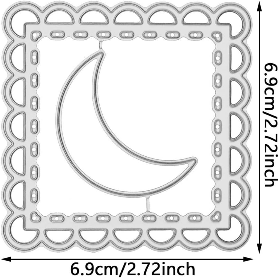 Cutting Dies Metal Stencils Scrapbooking Tools DIY Embossing Template for Paper Card Making Album Arts Crafts Supplies (Moon Frame-6.9x6.9cm)