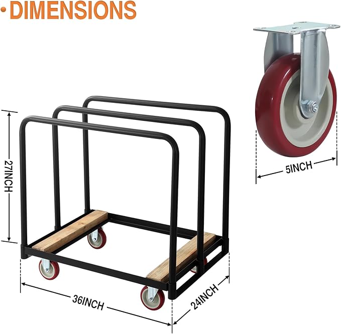Folding Table Cart, Heavy Duty Table Dolly W/ 5" PU Swivel Wheels, Drywall Dolly Cart W/ 1500 LBS & 10 Table Capacity for Party Events, Hotel, Factory, Warehouse