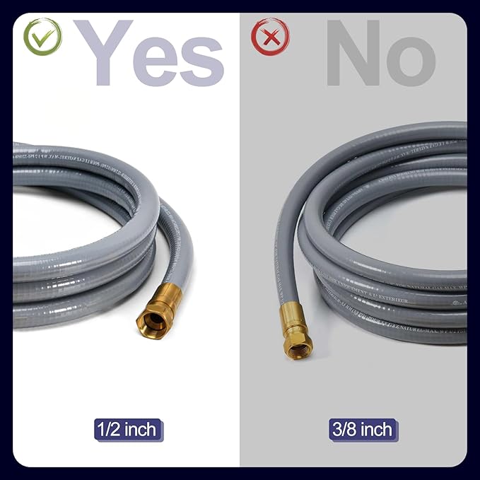 ABYDA 10Feet 1/2" ID Natural Gas Hose Low Pressure LPG Hose with Quick Connect -for BBQ, Grill, Pizza Oven, Patio Heater, and More - Propane to Natural Gas Conversion Kit - CSA Certified