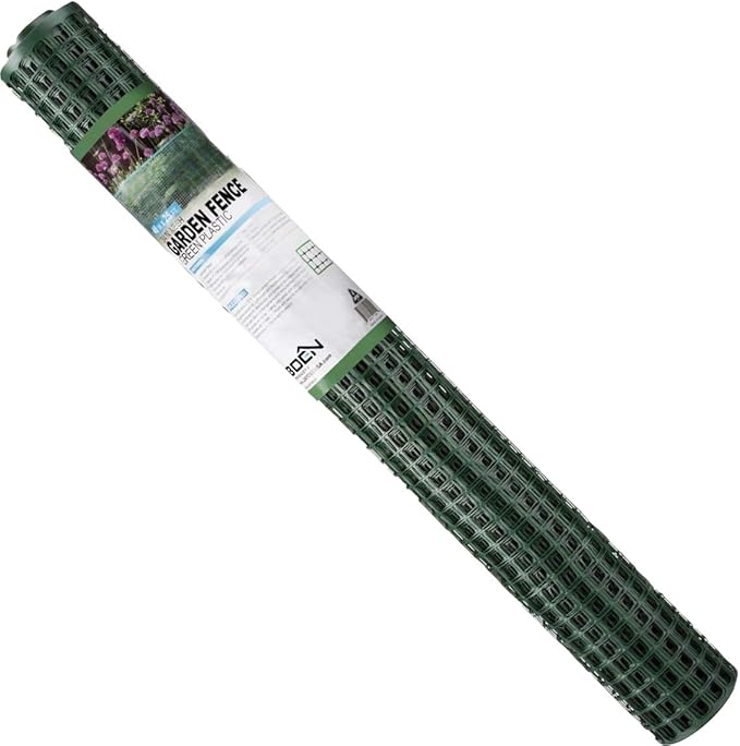 BOEN Garden Fence Temporary Barrier Outdoor Fence for Dog, Rabbit or Deer, Garden Netting Plastic Mesh Plant Protection (4' x 50', Green)