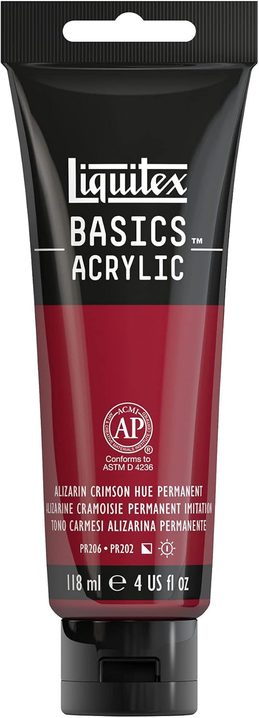 Liquitex BASICS Acrylic Paint, 118ml (4-oz) Tube, Alizarin Crimson Hue