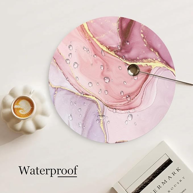 Faux Leather Heat Resistant Placemats Set of 4,Pink Marble Modern Texture Ding Table Placemat Washable Waterproof Non-Slip Table Place Mats for Party Coffee Bar,13inch