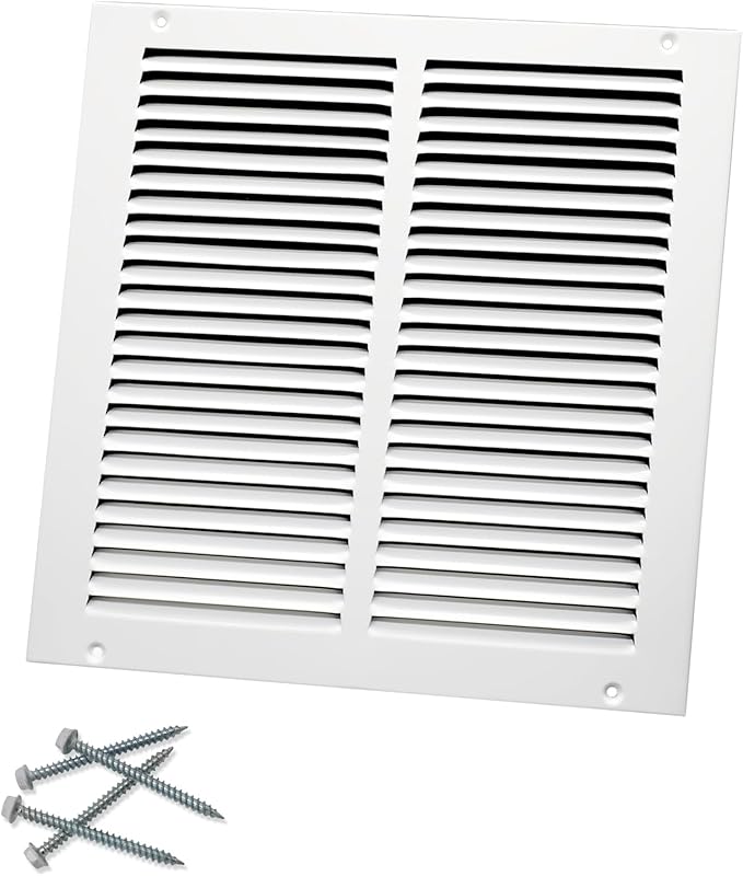 12"W x 12"H [Duct Opening Size] Steel Return Air Grille, Air Return Vent Cover for Ceiling and Sidewall - HVAC Air Vent Covers - [Outer Dimensions: 13.75"W x 13.75"H]