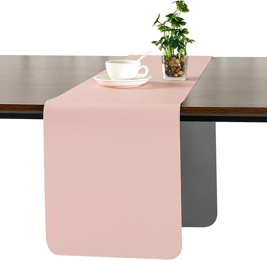 Myir JUN Table Runner Double Sided Vinyl Runner Table 72 Inch Long Runner for Table Washable Waterproof Non-Slip for Home Decorations Gray Pink,12 x 72 inch