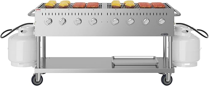 60 in. Commercial Mobile Outdoor Propane Gas Grill, ETL Listed in Stainless-Steel (KM-CGM-60)