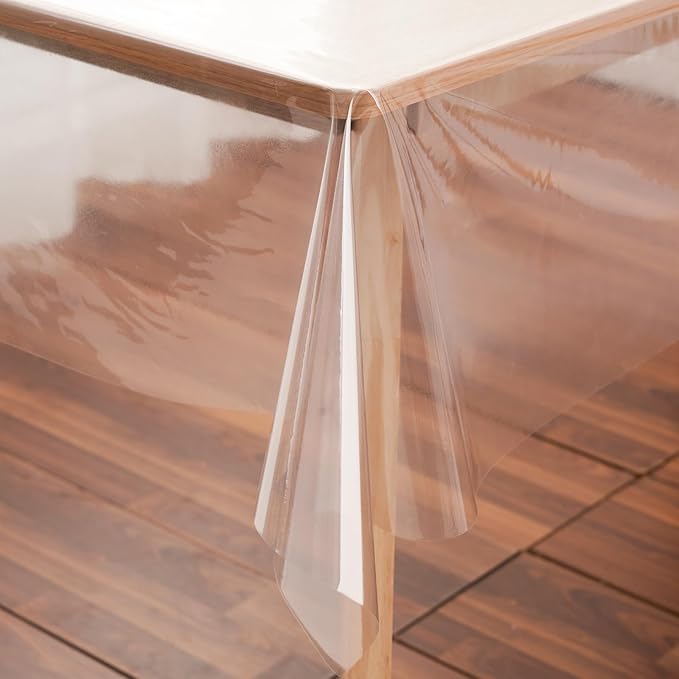 Clear Plastic Tablecloth Protector Rectangle 54x78 inch Waterproof Oilproof Stain Resistant Wipeable Table Cover for Dining Tables