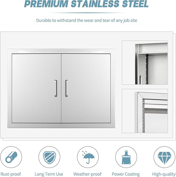 Outdoor Kitchen Door, 27 "W20 H Outdoor Kitchen Access Door, Stainless Steel Barbecue Single Door, Can Be Used for Outdoor Kitchen Island Or Outdoor Kitchen