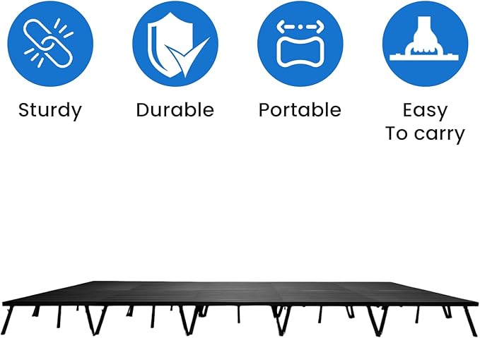 8'x20' MYSTAGE 10 Stage Platform - Portable, Folding Lightweight Aluminum Performance Deck with Adjustable Height 17"-28" - US Patented Design
