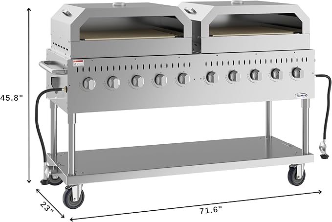 72 in. Commercial Outdoor Propane Gas Grill with Two 36 in. Pizza Ovens in Stainless-Steel, ETL Listed (CGKIT7-P36P36)