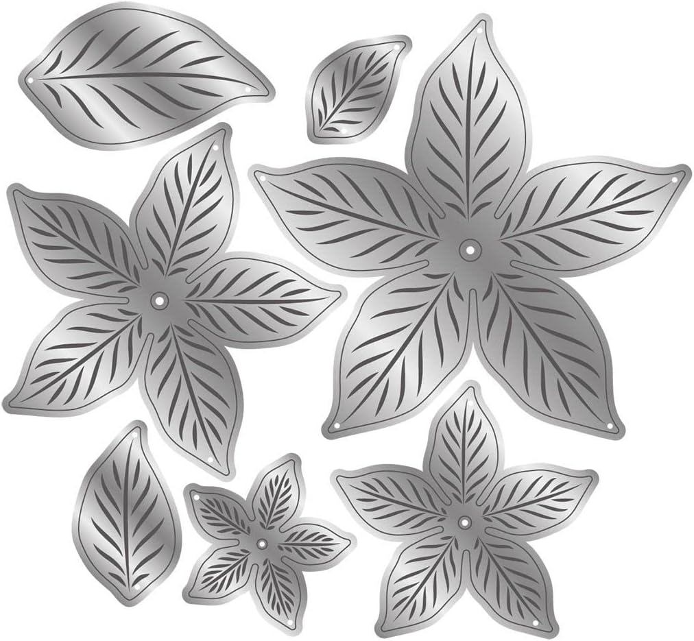 Lapoo Metal Cutting Die for Scrapbooking, 3D Backgrounds Frame New Cutting Dies DIY Album Card Making Decor Paper Craft Metal Die Cuts Party Wedding Decorations (Splendid Poinsettia 4.2 x 3.9 in)