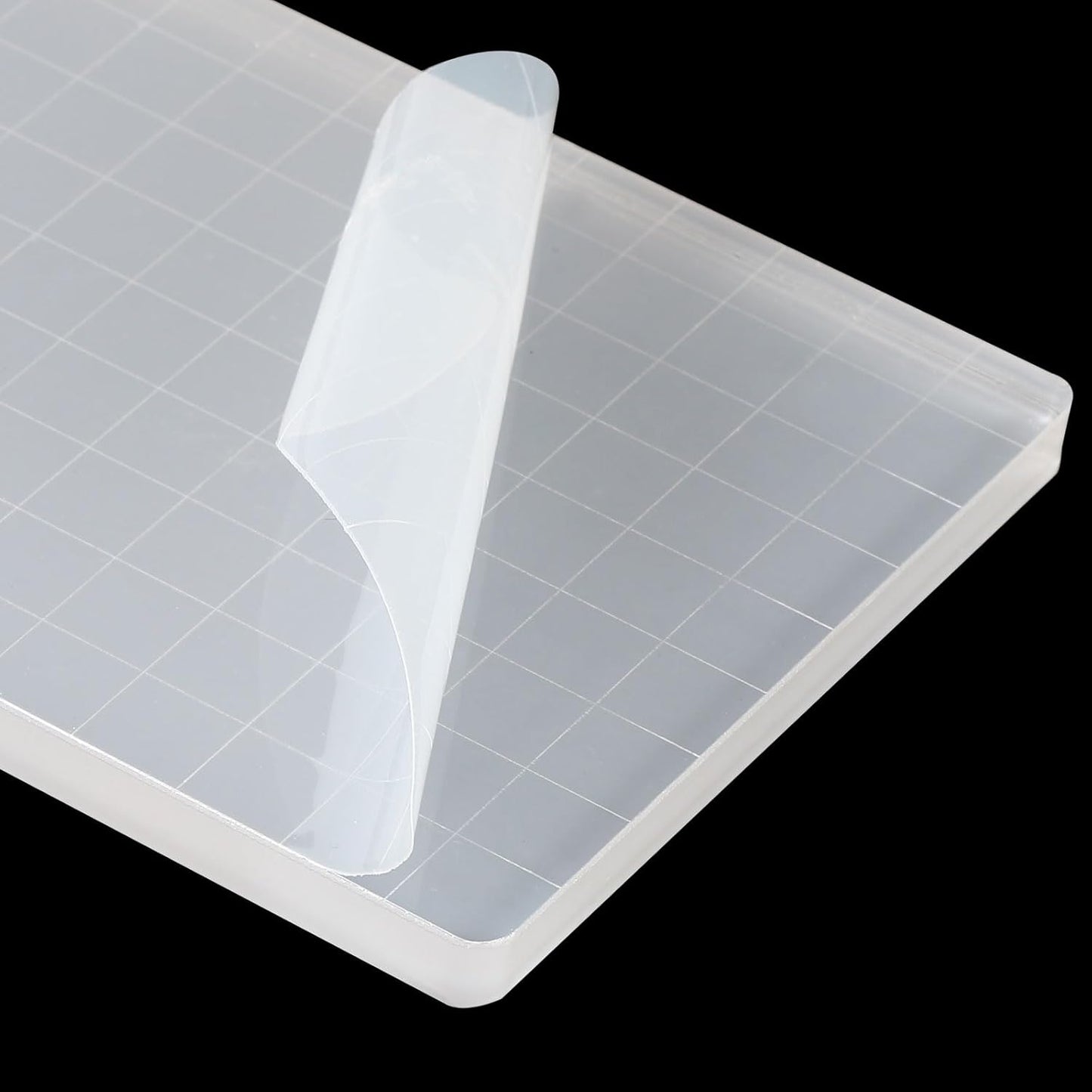 PATIKIL 5" x 3.5" Acrylic Stamp Block, Clear Stamping Block with Grid Lines Decorative Mounting Blocks Square for Scrapbooking DIY Crafts Card Making