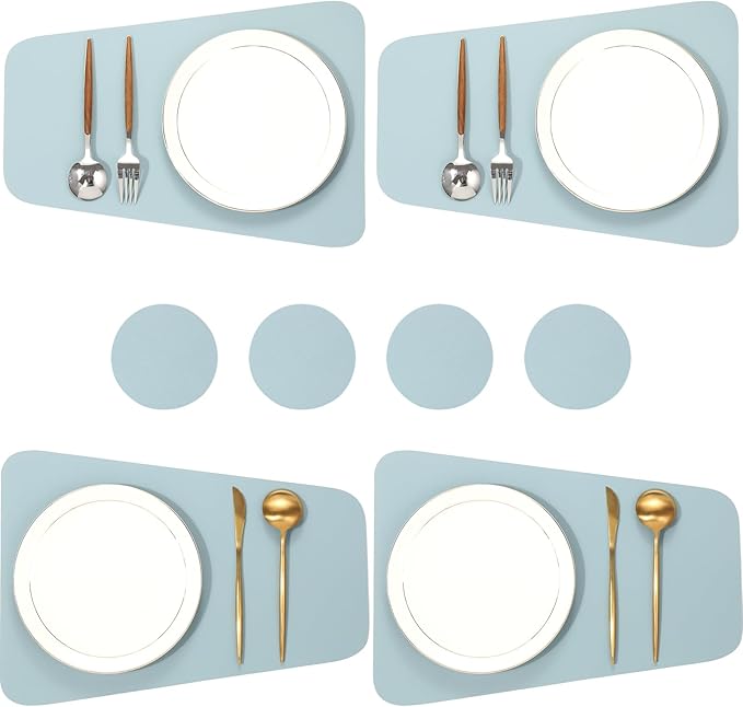 Faux Leather Waterproof Placemats Set of 8-Heat Resistant Non Slip and Scratch Resistant, Washable Indoor and Outdoor Dining Room Placemats for Kitchen, Dining Room and Patio Table Decoration