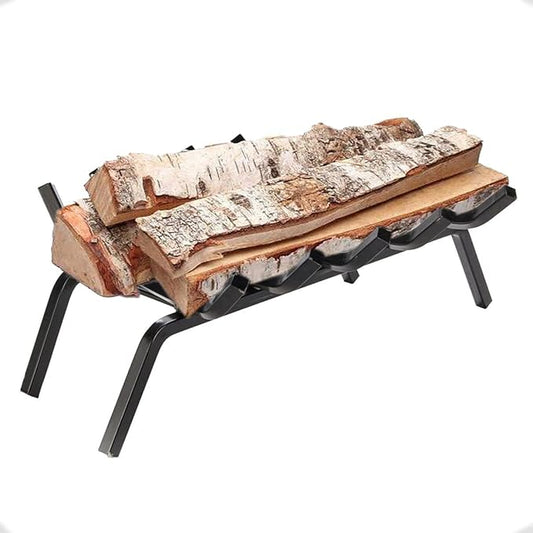 Heavy-Duty Steel Fireplace Grate with Ember Retainer (24 Inch)