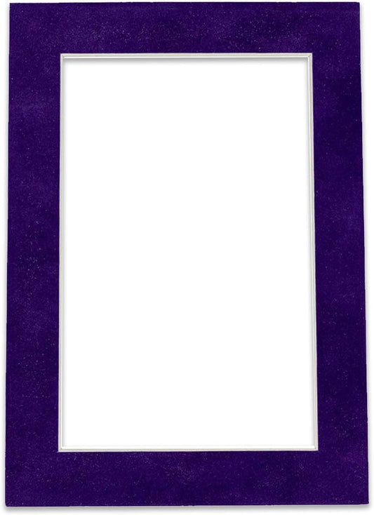 11x14 Mat Bevel Cut for 8.5x11 Photos - Acid Free Purple Crocus Suede Precut Matboard With Backing Board and Crystal Clear, Self Seal Mat Bag - For Pictures, Framing - 4-ply Thickness
