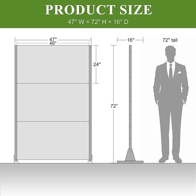 Casaphoria Metal Privacy Screen Outdoor, 72" H x 47" W Freestanding Decorative Privacy Screen for Patio Deck Balcony Garden with Stable Base, Black-Vertical Stripe