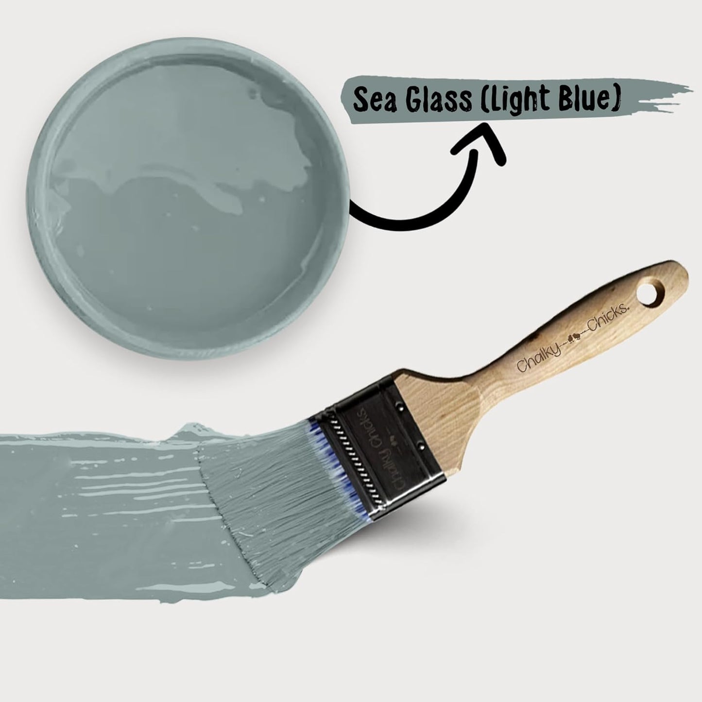 Chalky Chicks All-in-One Chalk Paint for Furniture or Cabinet - 8 Fl Oz - Matte Finish Sea Glass (Light Blue) for Metal, Wood Furniture Paint - No Sanding All-in-One for Home Decor & Crafts, USA Made