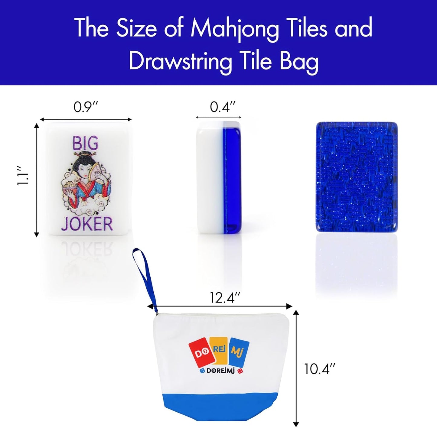 Original Design American Mahjong Tile Set with 160 Acrylic Blue Back Tiles, Upgraded American Style Mahjong Game with Portable Bag and 4 Dices, Classic Board Games for Family Night