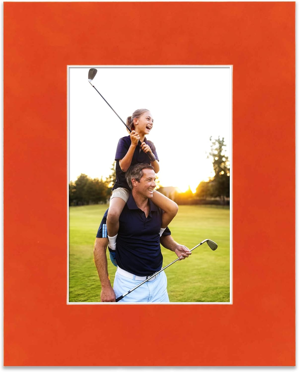 11x14 Mat Bevel Cut for 8.5x11 Photos - Acid Free Orange Suede Precut Matboard With Backing Board and Crystal Clear, Self Seal Mat Bag - For Pictures, Framing - 4-ply Thickness