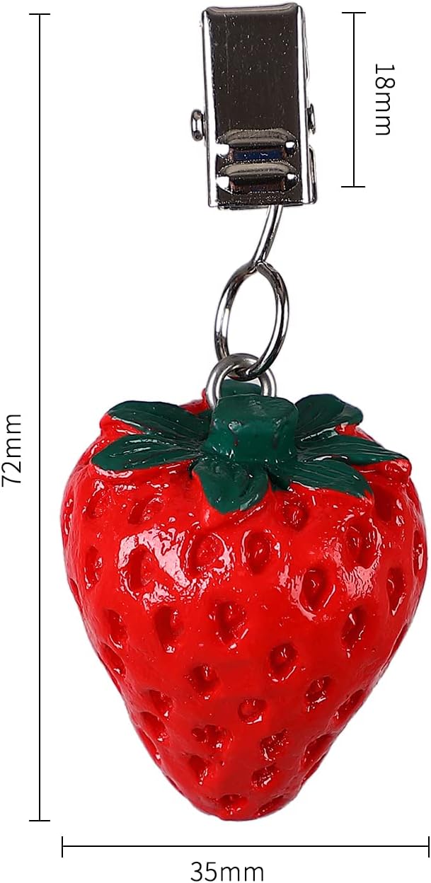 Twofish Strawberry Resin Tablecloth Weights Clips Set of 4 - 100% Handicraft, Farmhouse Style, All-Season, Heat Resistant, Hand Wash Only