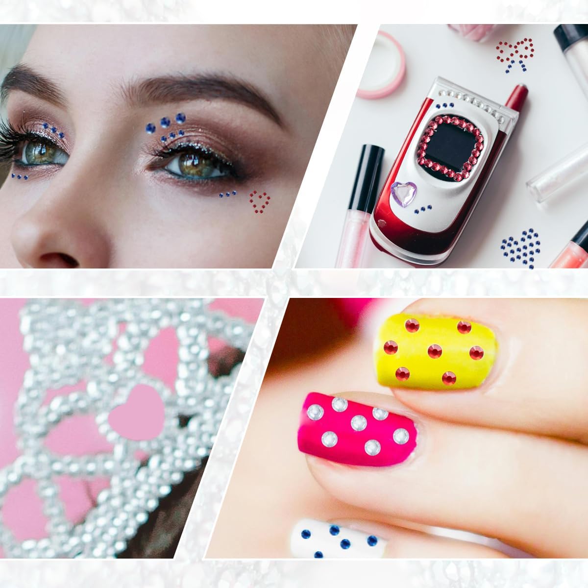 4 Sheets Self Adhesive Pearl Stickers, Self 4 Sizes Bling Rhinestone Sticker, Rhinestone Stickers,Flat Back Pearls Sticker for DIY Crafts Craft Card Decorations Nail Art Beauty Makeup (Blue)