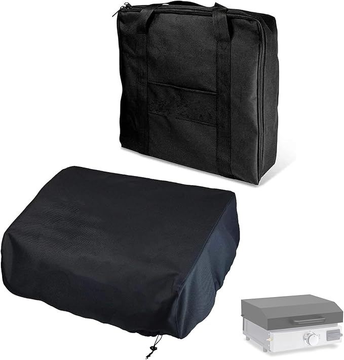 Griddle Cover and Carry Bag for Blackstone 17 Inch Griddle with Hood Lid, 600D Heavy Duty Cover for 17 Inch Tabletop Gas Griddle, Waterproof Grill Bag for Blackstone Accessories