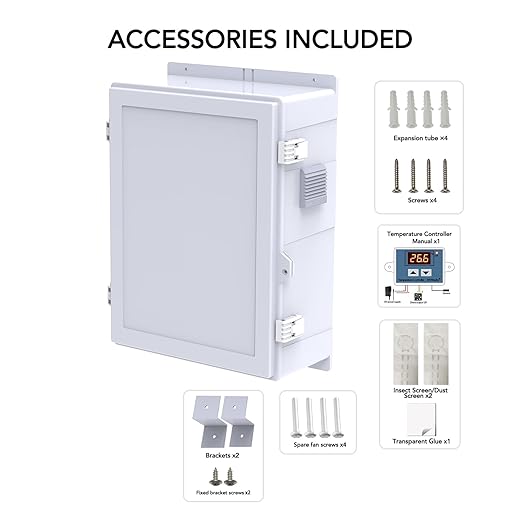 Outdoor Electrical Box, Waterproof Electrical Junction Box IP65 ABS Plastic Enclosure with Fan & Thermostat, Mounting Plate and Hinged Lid (18.1" Hx 12.5" L x 6.3" W)
