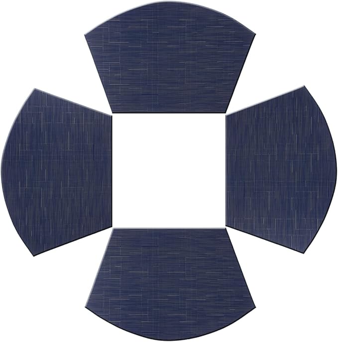 PIGCHCY Wedge Shaped Placemats for Dining Table Washable Vinyl Placemats Heat Resistant Table Mats Set of 4 (Navy Blue)