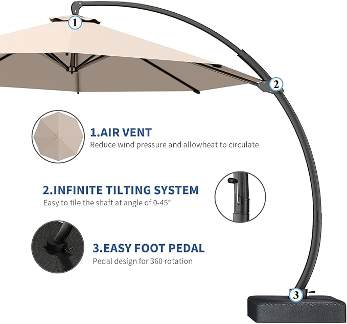 7 Piece Patio Dining Set with 11ft Patio Umbrella (Gray), 7 Gray Outdoor HDPE Dining Set with 6 Chairs + 1 Large Table with 2" Umbrella Hole, for Market, Pool, Garden, Backyard, Deck