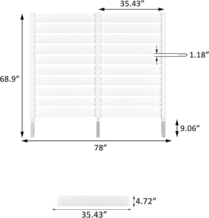 MUPATER 60"×78" No-Dig Privacy Screen, Sturdy Outdoor Screen for Hard Ground & Soil, Flexible Installation, Sturdy Aluminum Column, Decorative Fence Panel, Air Conditioner Shield, White (2 Panels)