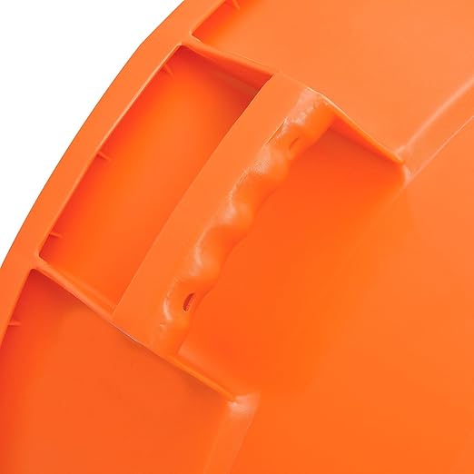 Global Industrial Commercial Round Trash Can, 32 Gallon Capacity, Plastic Garbage Can, Indoor and Outdoor Utility Trash Can, Bright Orange, 21-3/4"W x 27-1/2"H, No Lid