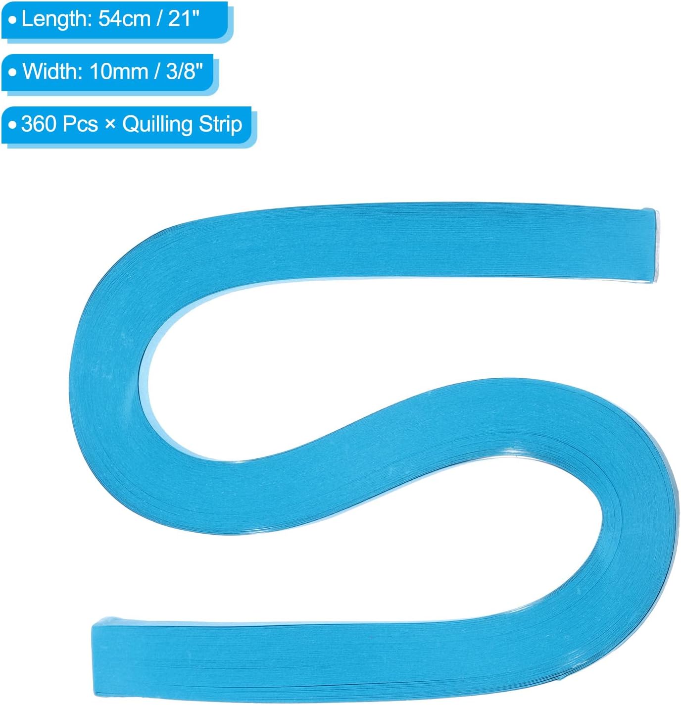 PATIKIL 360pcs Quilling Paper Strips Paper Flowers Quilling Kits 3/8"(10mm) Origami Paper for Adults Beginner Art Craft, 21"(54cm) Lake Blue