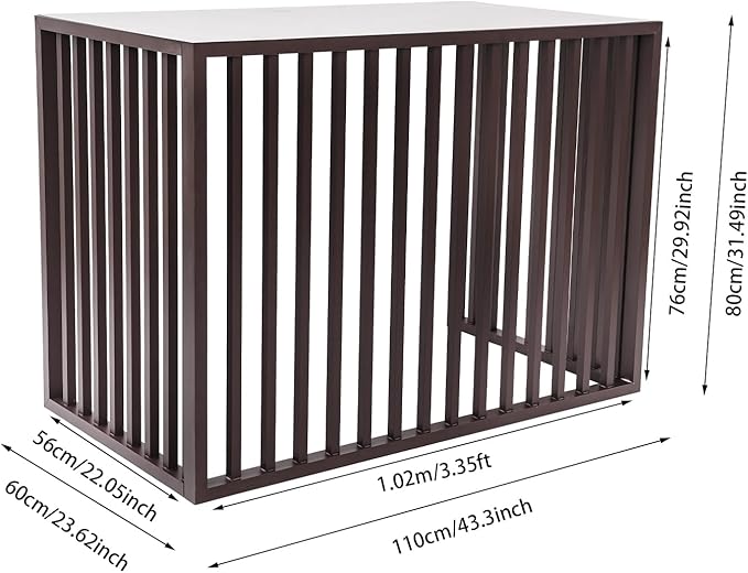Air Conditioner Fence with Top Cover, 4 Panels 43.3 "L x 23.6 "W x 31.5 "H Privacy Fence Panels for Outside, Freestanding Metal Trash Can Hider Outdoor, No-Dig Air Conditioner Sun Blocker Kit (Brown)
