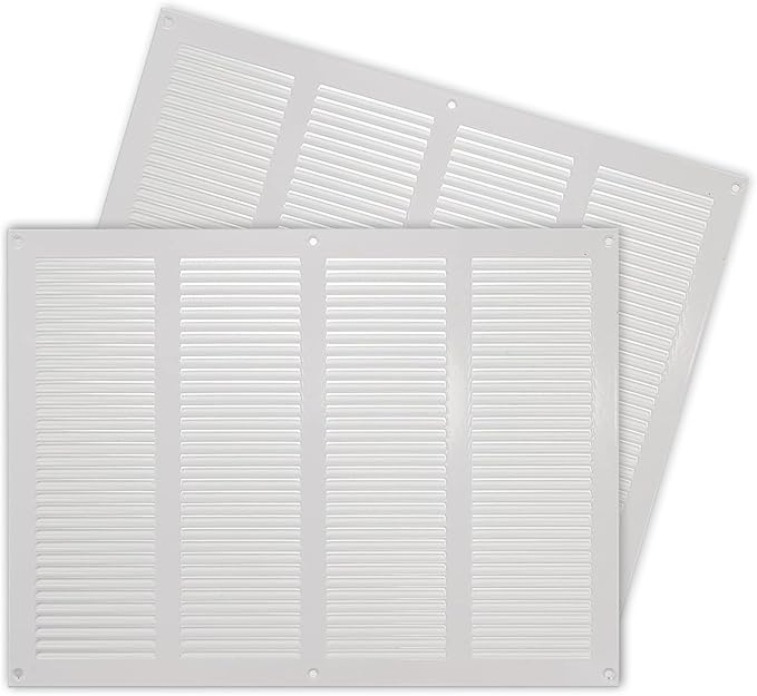 Repa Market 2-Pack Air Vent Cover 16x12 Inch (Outer Dimensions) White Galvanized Steel Louvered Grill Cover with Mesh Screen/Wall or Ceiling Vent/HVAC Register for Indoor and Outdoor Ventilation