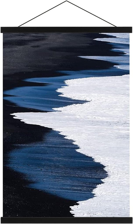 Ywlake Magnetic Poster Hanger, 20x28 20 x 30 20x24 Poster Frame Wood Wooden Magnet Print Posters Dowel Scroll Hanger Hangers Hanging Kit for Walls Map Canvas Artwork (Black, 20")