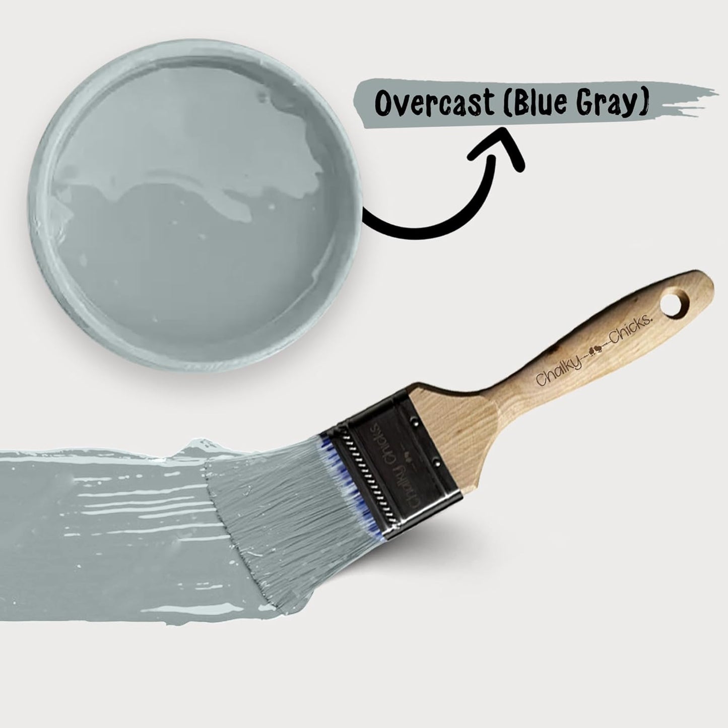 Chalky Chicks 8 Fl Oz Matte Overcast (Blue Gray) Chalk Paint for Furniture Without Sanding - No Prep Furniture Paint No Sanding All in One for Crafts, Wood, Walls, Cabinet, Metal, Dresser, Farmhouse