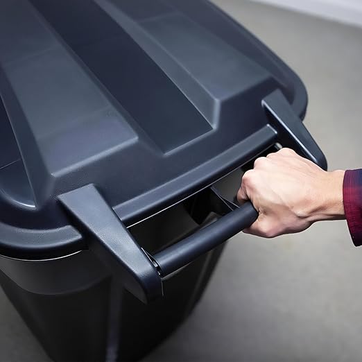 32 Gallon Wheeled Heavy Duty Plastic Garbage Can with Attached Lid – Smooth-Rolling Wheels, Reinforced Base for Patio, Garage, Yard & Indoor Use