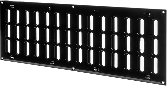Repa Market 20" x 8" Inch (Outer Dimensions) Black Adjustable Air Vent Cover - Galvanized Steel HVAC Air Vent Register - Heating, Cooling Toe Kick Vent Cover - Wall, Ceiling Return, Intake Air Grille