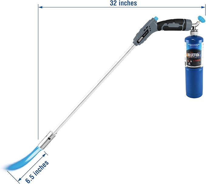 BLUEFIRE 32" Propane Weed Torch, Lightweight Flamethrower for Weeds, Self-Igniting Blow Torch for Weeds, Propane Torch Weed Burner, Portable Weed Killer Torch for Garden, Roof, Snow, and Charcoa