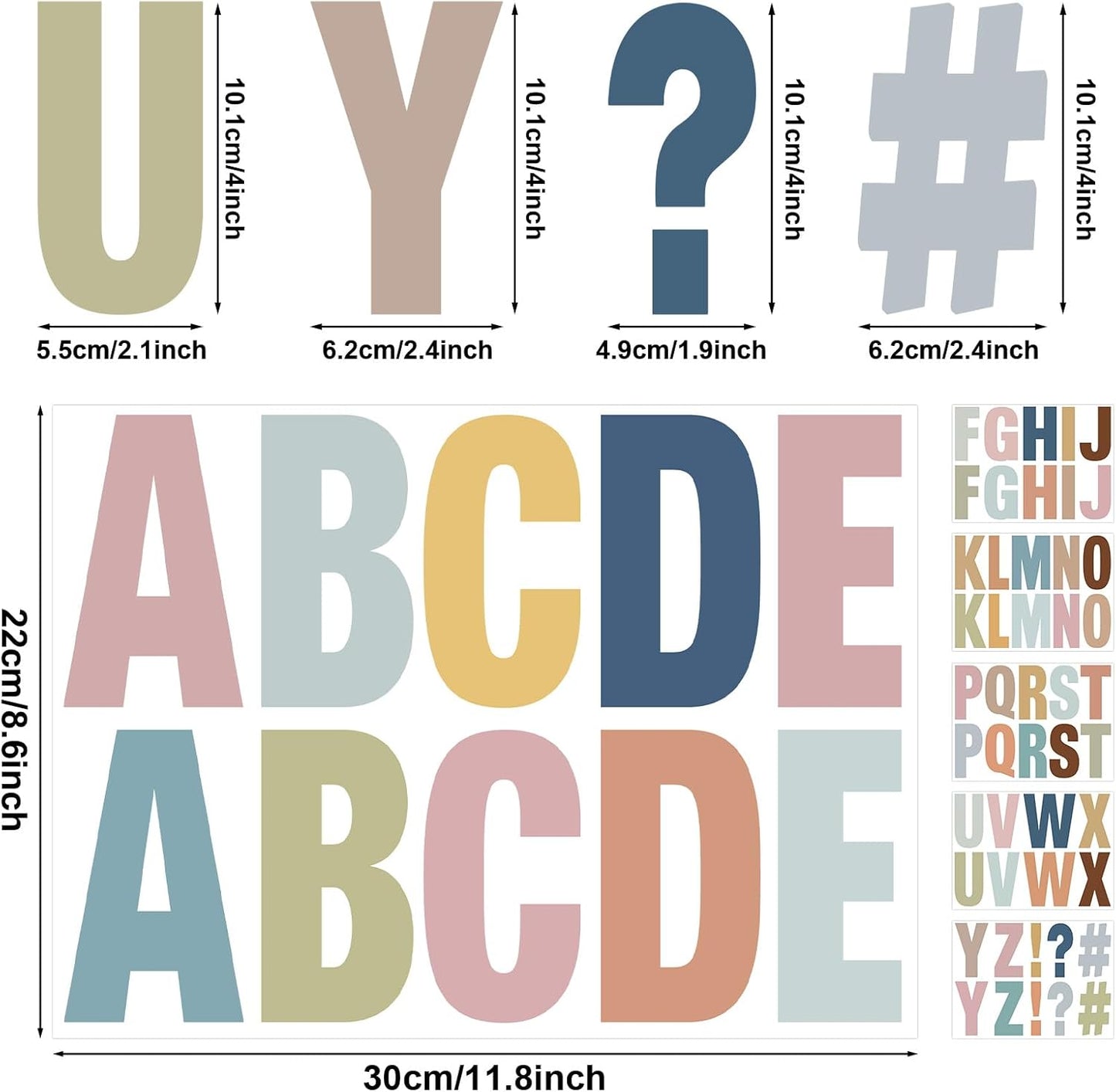 232 Pcs Large Boho Bulletin Board Letters,4 Inch Letter Stickers Self, Large Alphabet Stickers, ABC Letters for Classroom Wall Window Door Home Decor. (Boho 24 L)