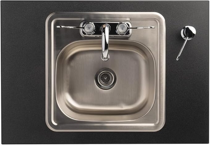 Ozark River Portable Sinks Premier 1, Maple Laminate-Laminate Countertop-Stainless Basin, Self Contained Sink, Hand Washing Station, Portable Sink with Hot Water, Portable Sink Hand Wash Station