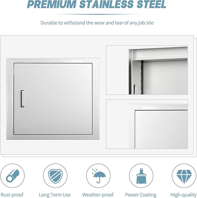Outdoor Kitchen Door, 23 "W17 H Outdoor Kitchen Access Door, Stainless Steel Barbecue Single Door, Can Be Used for Outdoor Kitchen Island Or Outdoor Kitchen