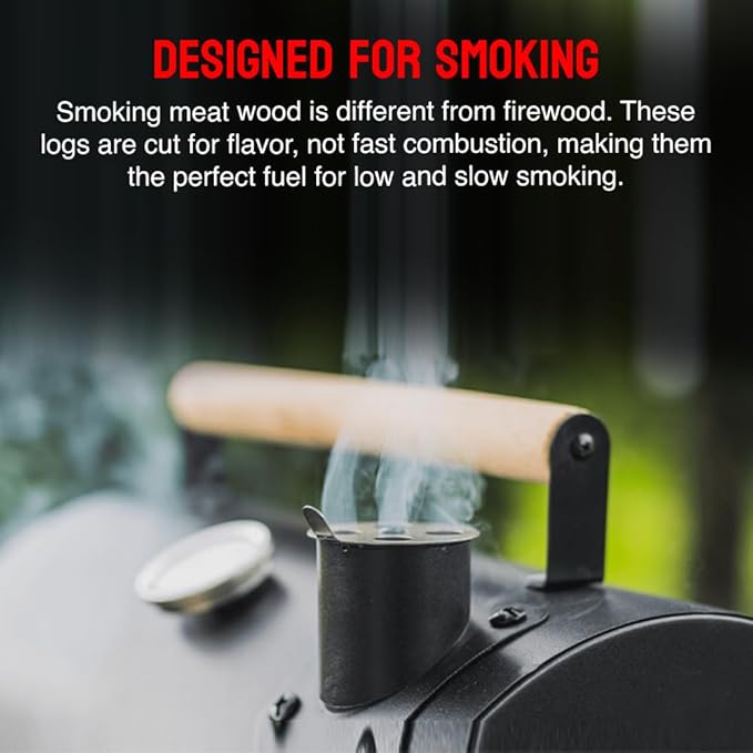 Smoking Wood Mini Splits, 6-Inch Firewood Logs, Naturally-Cured Cherry Hardwood for Wood-Fired Ovens, Smokers, BBQ & Charcoal Grills, USA Made, 12-17 lbs., 800 Cubic Inches