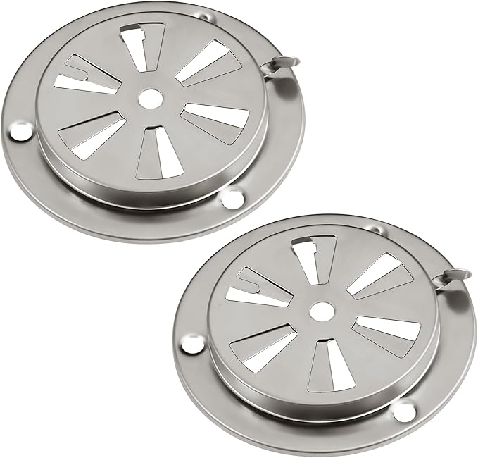Stainless Steel BBQ Smoker Air Vent - Adjustable Grill Damper for Controlling Airflow - Replacement Parts for Grill and Smoker Vents - 2 Packs