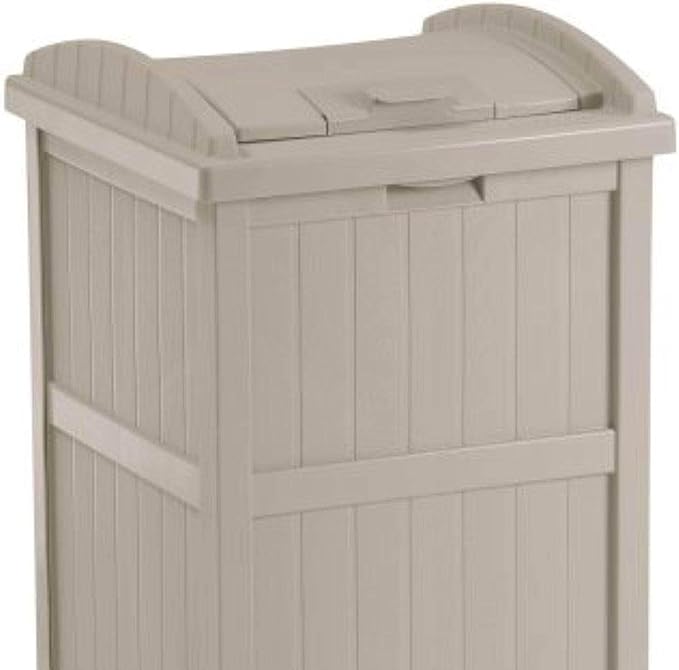 Suncast 3 Pack 15.75" x 16" x 31.6" Trash Hideaway 33 Gallon Resin Outdoor Commercial Garbage Container with Lid for Backyard, Deck, or Patio in Taupe