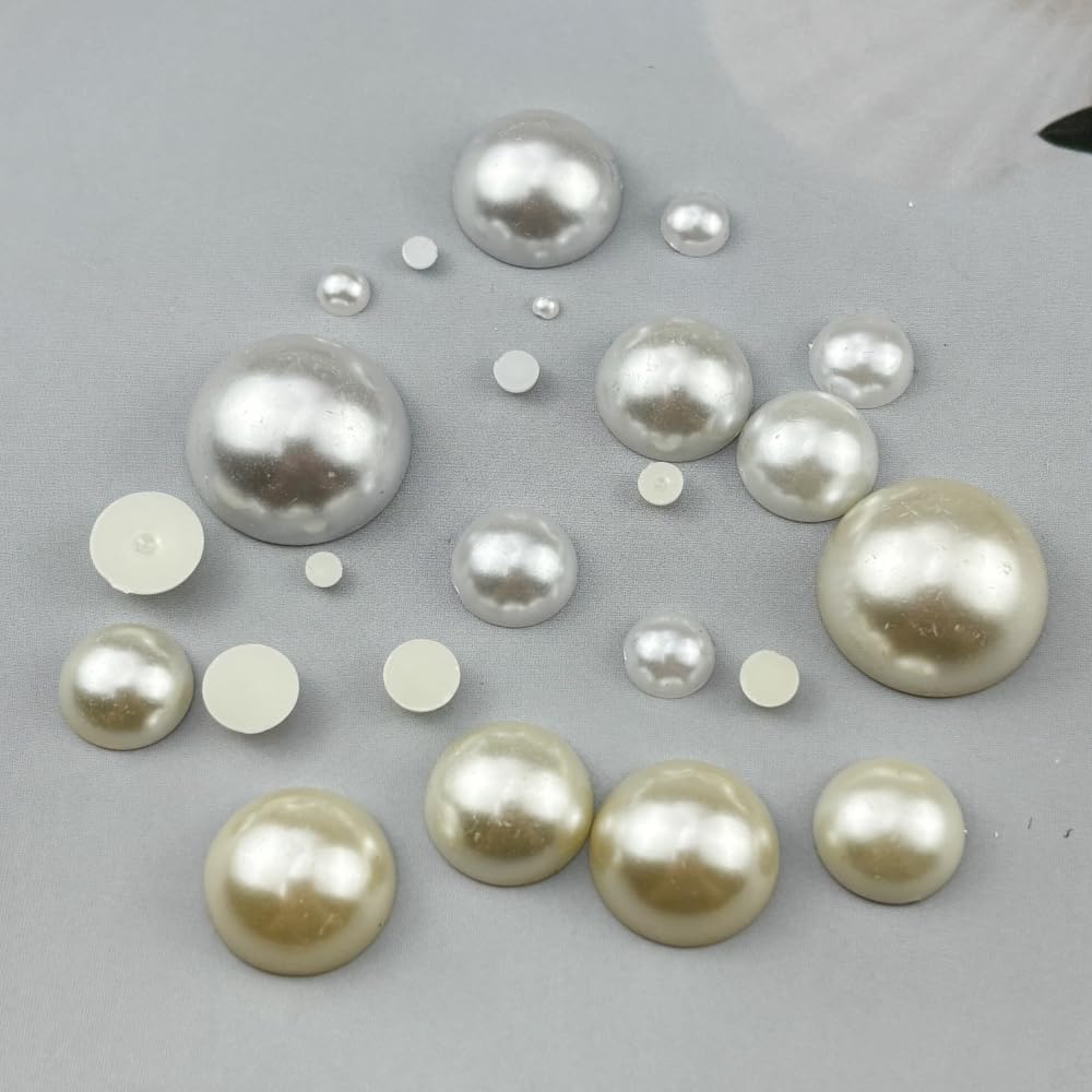 3000pcs 6mm Half Pearls for Crafts Flatback Round Half Pearl Beads for Jewelry Making Nail Art Scrapbook Craft Wedding Dress Decoration(Ivory White)